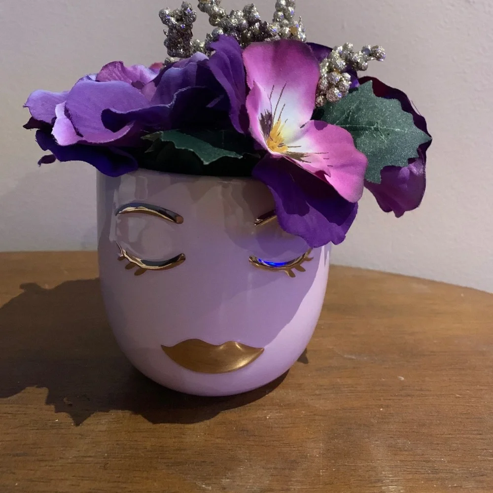 Purple Face Planter with Flowers - Picture 1 of 2